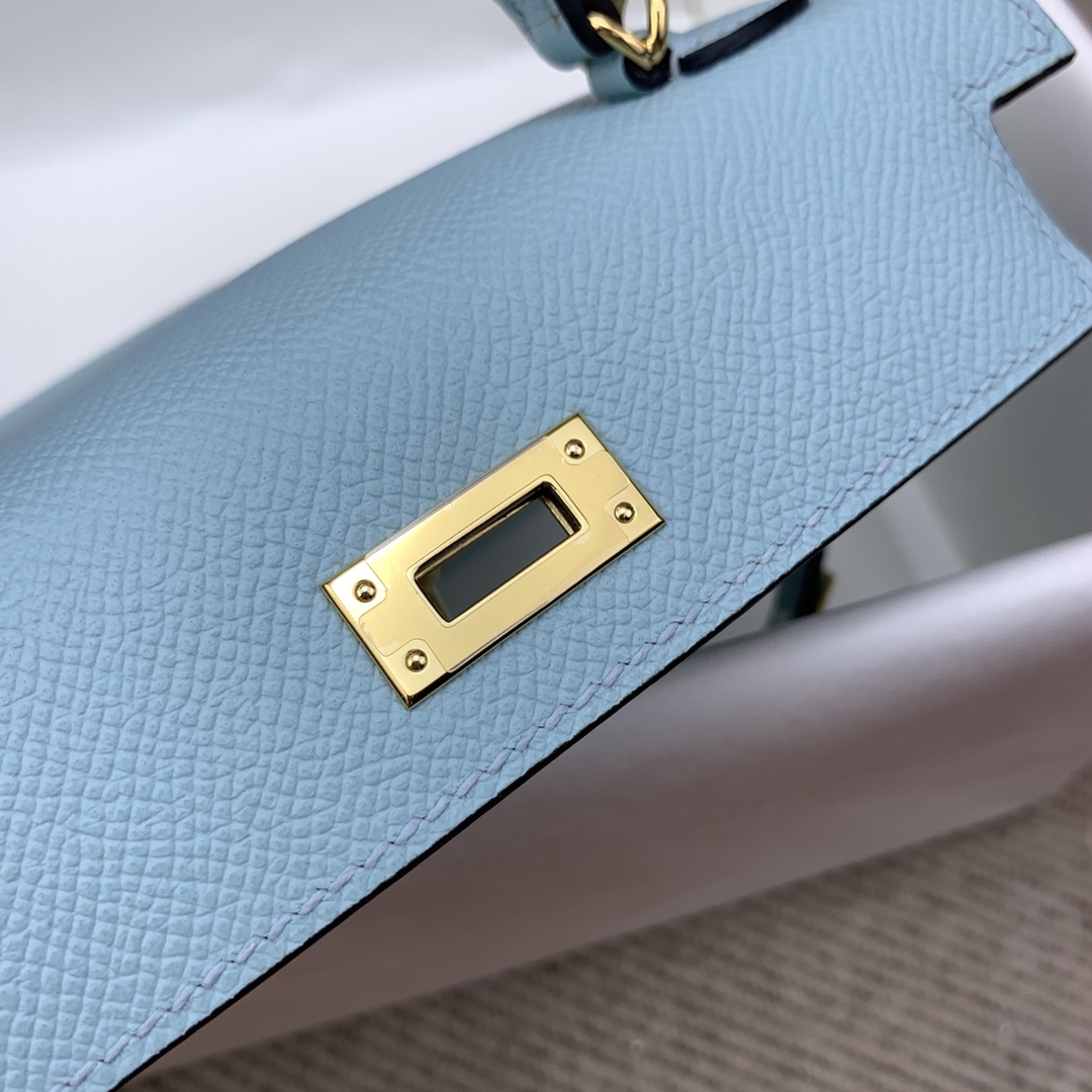 Hermes Kelly Mini II Bag 19CM In Azure Blue Epsom Leather